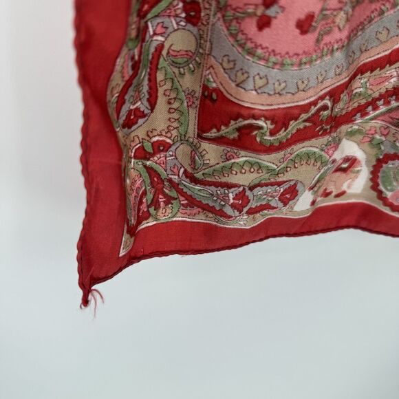 Unbranded Red Multi Pattern Paisley Elephant Satin Long Rectangle Scarf Textile - Picture 8 of 9